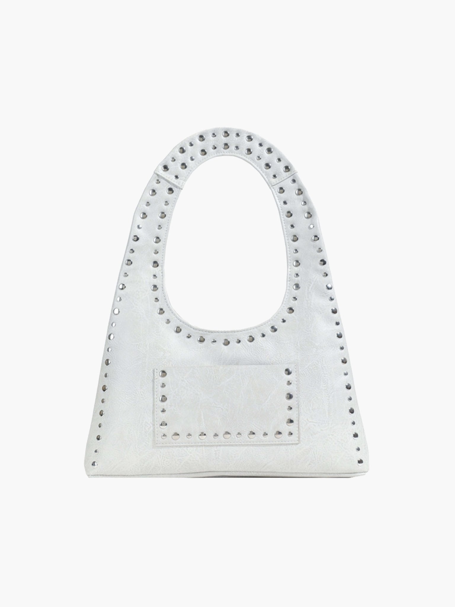 Stefani Studded Tote Bag – Chic Structured Handbag with Gold - Tone Detailing - in White | Arvea Bags