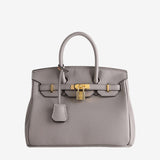Stella Iconic Leather Handbag – Timeless, Structured & Luxurious - in Grey | Arvea Bags