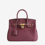 Stella Iconic Leather Handbag – Timeless, Structured & Luxurious - in Purple | Arvea Bags