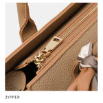 Structured Faux Leather Handbag – Classic Top Handle Design with Removable Scarf - in Beige | Arvea Bags