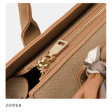 Structured Faux Leather Handbag – Classic Top Handle Design with Removable Scarf - in Beige | Arvea Bags