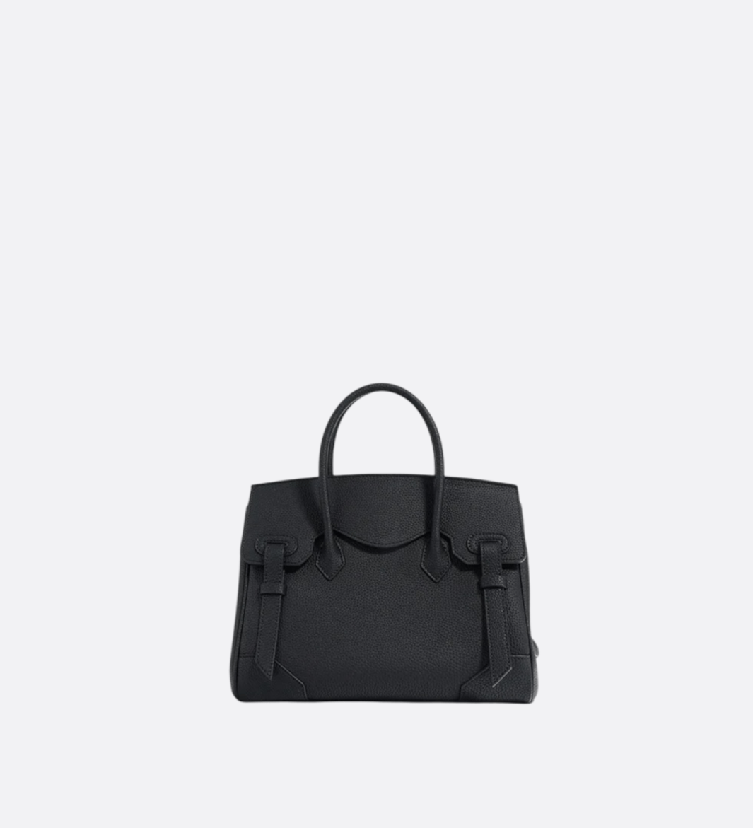 Structured Handbag with Top Handle and Detachable Strap – Compact Everyday Bag - in Black | Arvea Bags