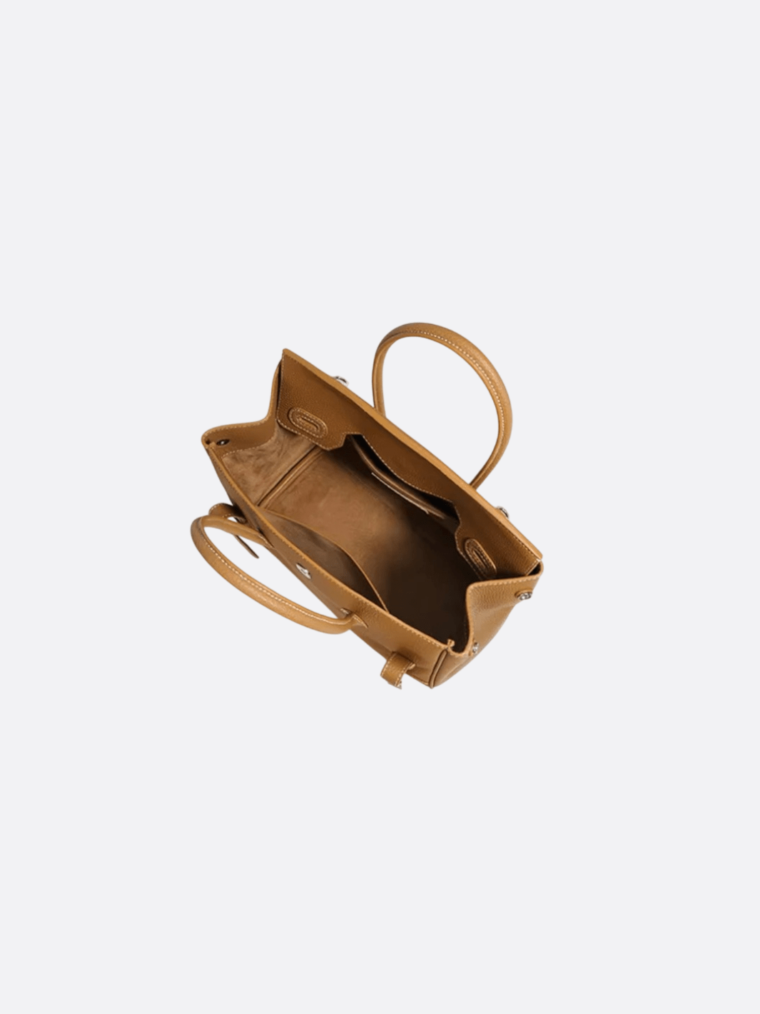 Structured Handbag with Top Handle and Detachable Strap – Compact Everyday Bag - in Camel | Arvea Bags