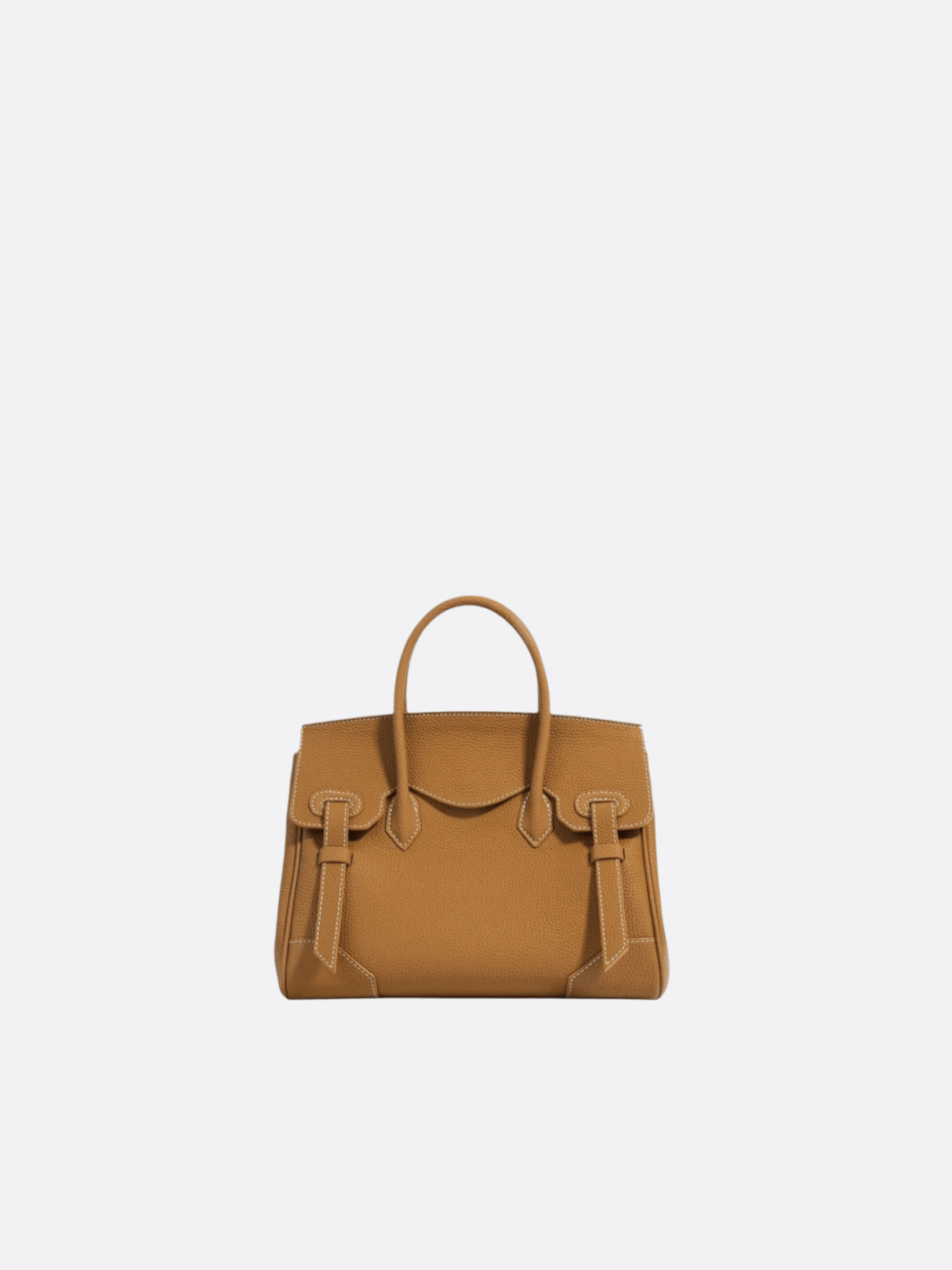 Structured Handbag with Top Handle and Detachable Strap – Compact Everyday Bag - in Camel | Arvea Bags