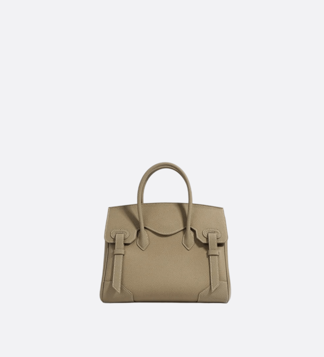 Structured Handbag with Top Handle and Detachable Strap – Compact Everyday Bag - in Khaki | Arvea Bags