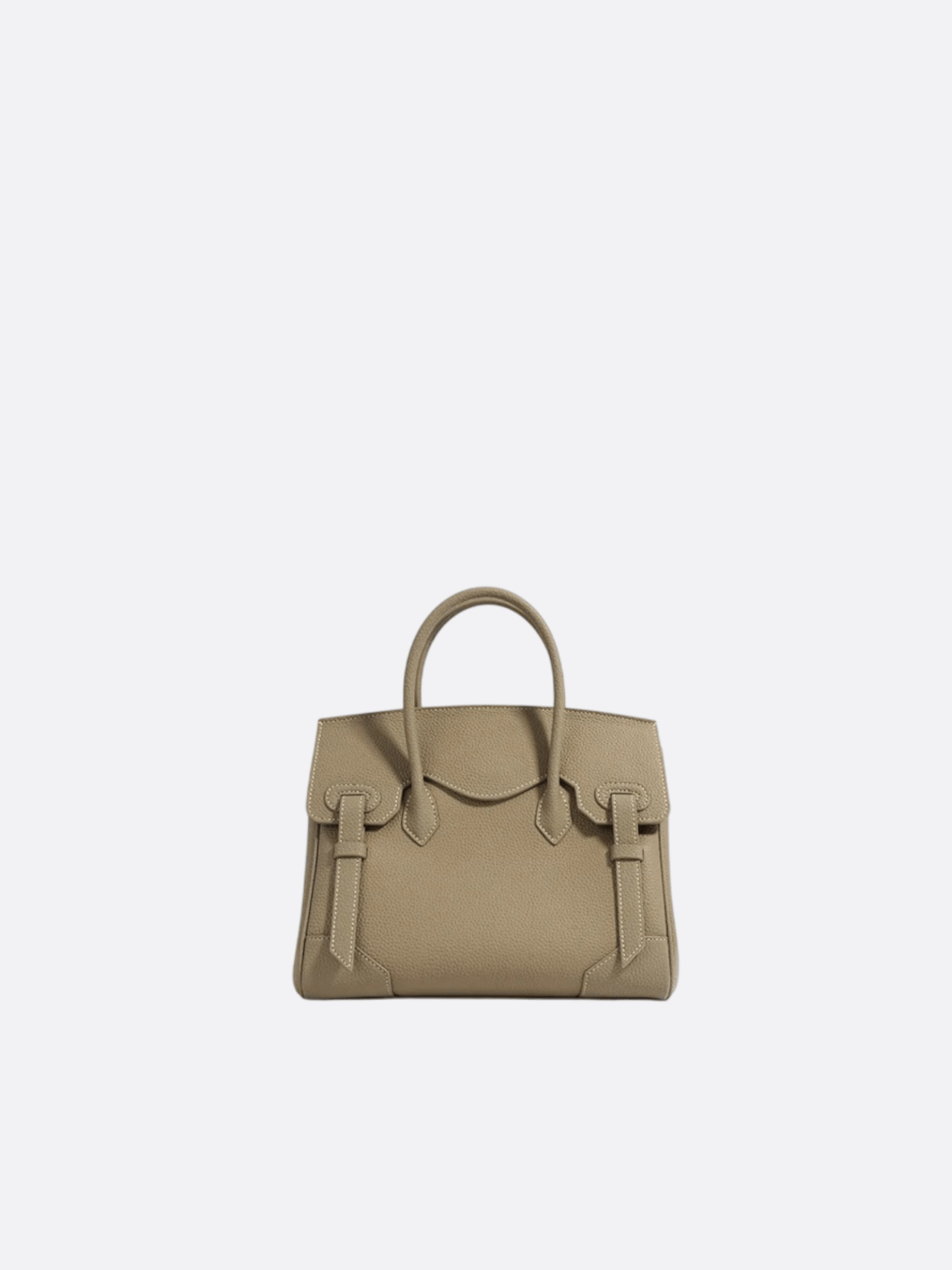 Structured Handbag with Top Handle and Detachable Strap – Compact Everyday Bag - in Khaki | Arvea Bags