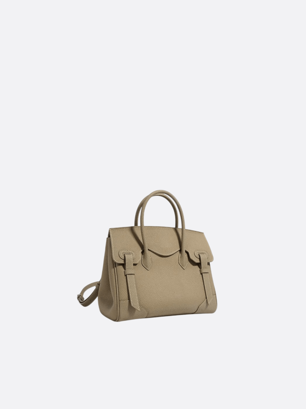 Structured Handbag with Top Handle and Detachable Strap – Compact Everyday Bag - in Khaki | Arvea Bags