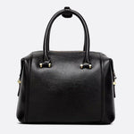 Structured Leather Bowling Bag with Top Handles - in Black | Arvea Bags