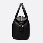Structured Leather Bowling Bag with Top Handles - in Black | Arvea Bags