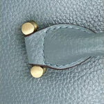 Structured Leather Bowling Bag with Top Handles - in Light Blue | Arvea Bags