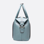 Structured Leather Bowling Bag with Top Handles - in Light Blue | Arvea Bags