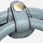 Structured Leather Bowling Bag with Top Handles - in Light Blue | Arvea Bags