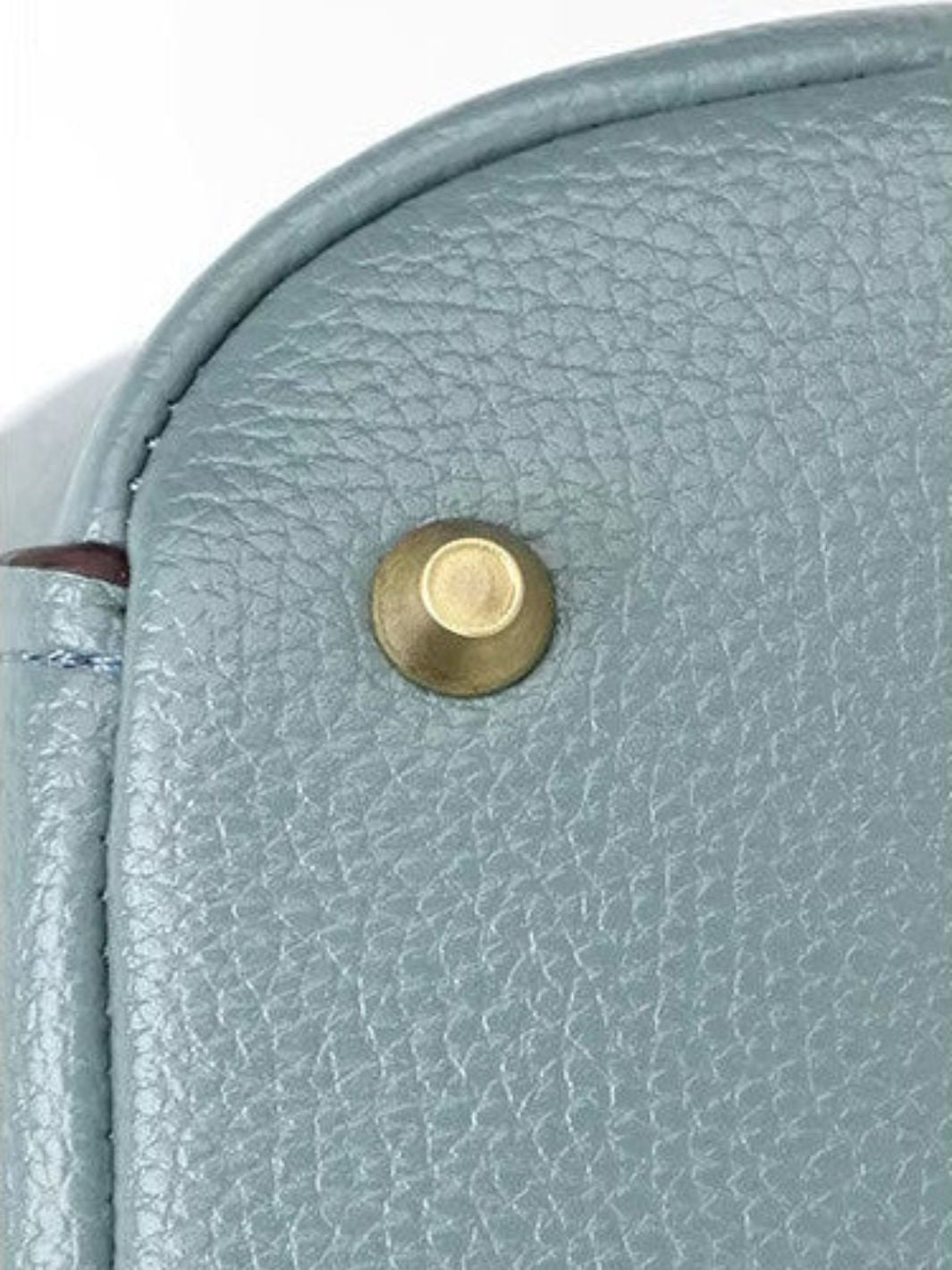 Structured Leather Bowling Bag with Top Handles - in Light Blue | Arvea Bags