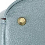 Structured Leather Bowling Bag with Top Handles - in Light Blue | Arvea Bags
