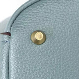 Structured Leather Bowling Bag with Top Handles - in Light Blue | Arvea Bags