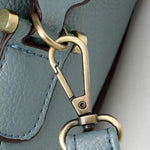 Structured Leather Bowling Bag with Top Handles - in Light Blue | Arvea Bags