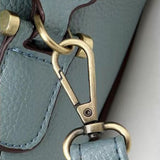 Structured Leather Bowling Bag with Top Handles - in Light Blue | Arvea Bags