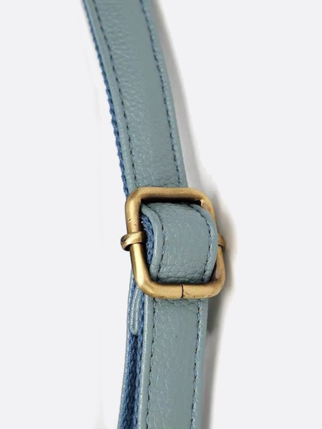 Structured Leather Bowling Bag with Top Handles - in Light Blue | Arvea Bags