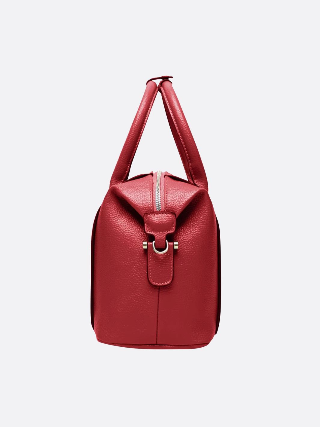 Structured Leather Bowling Bag with Top Handles - in Red | Arvea Bags