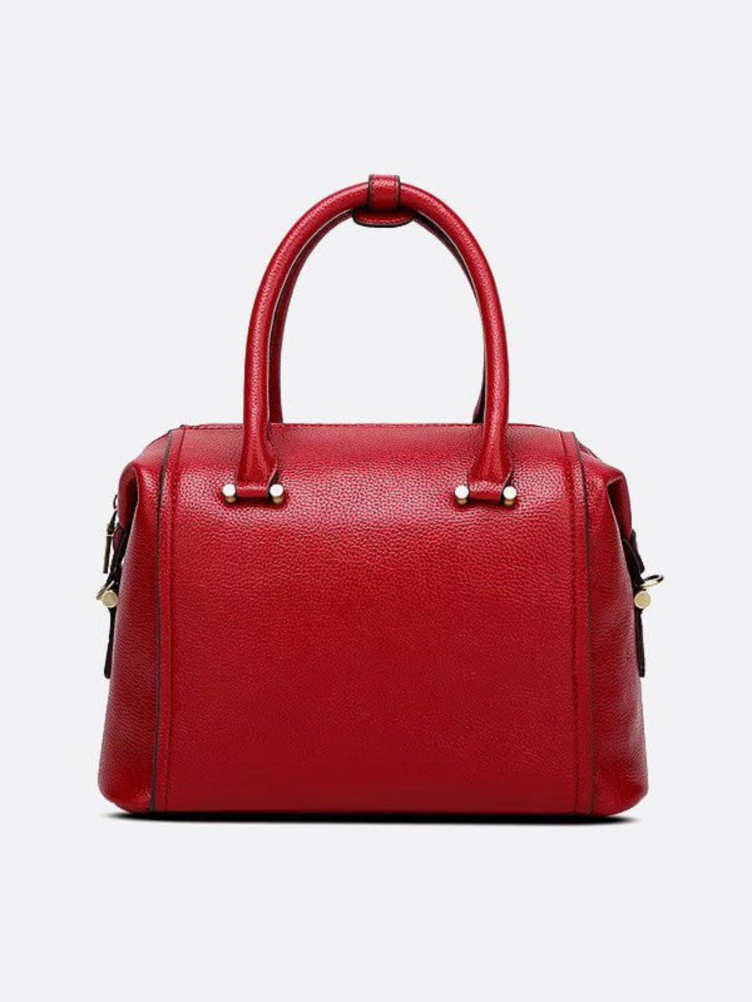 Structured Leather Bowling Bag with Top Handles - in Red | Arvea Bags