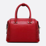 Structured Leather Bowling Bag with Top Handles - in Red | Arvea Bags