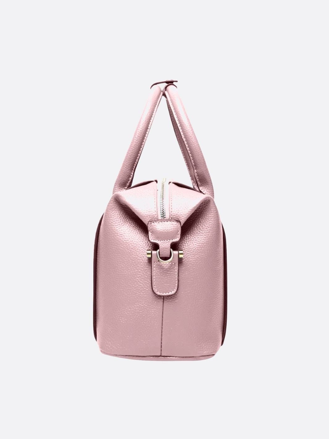 Structured Leather Bowling Bag with Top Handles - in Salmon Pink | Arvea Bags