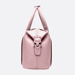 Structured Leather Bowling Bag with Top Handles - in Salmon Pink | Arvea Bags