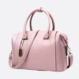 Structured Leather Bowling Bag with Top Handles - in Salmon Pink | Arvea Bags