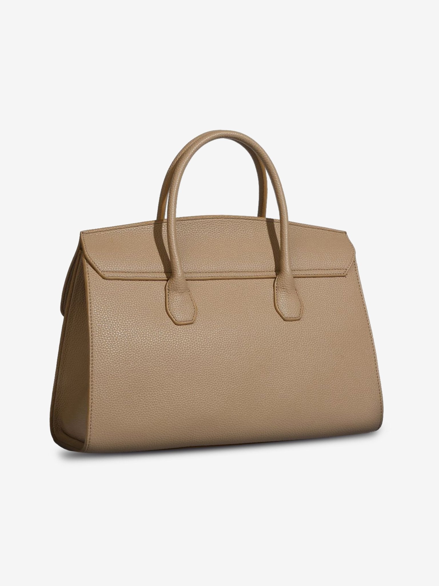 Structured Leather Satchel Bag for Women – Classic & Elegant - in Khaki | Arvea Bags
