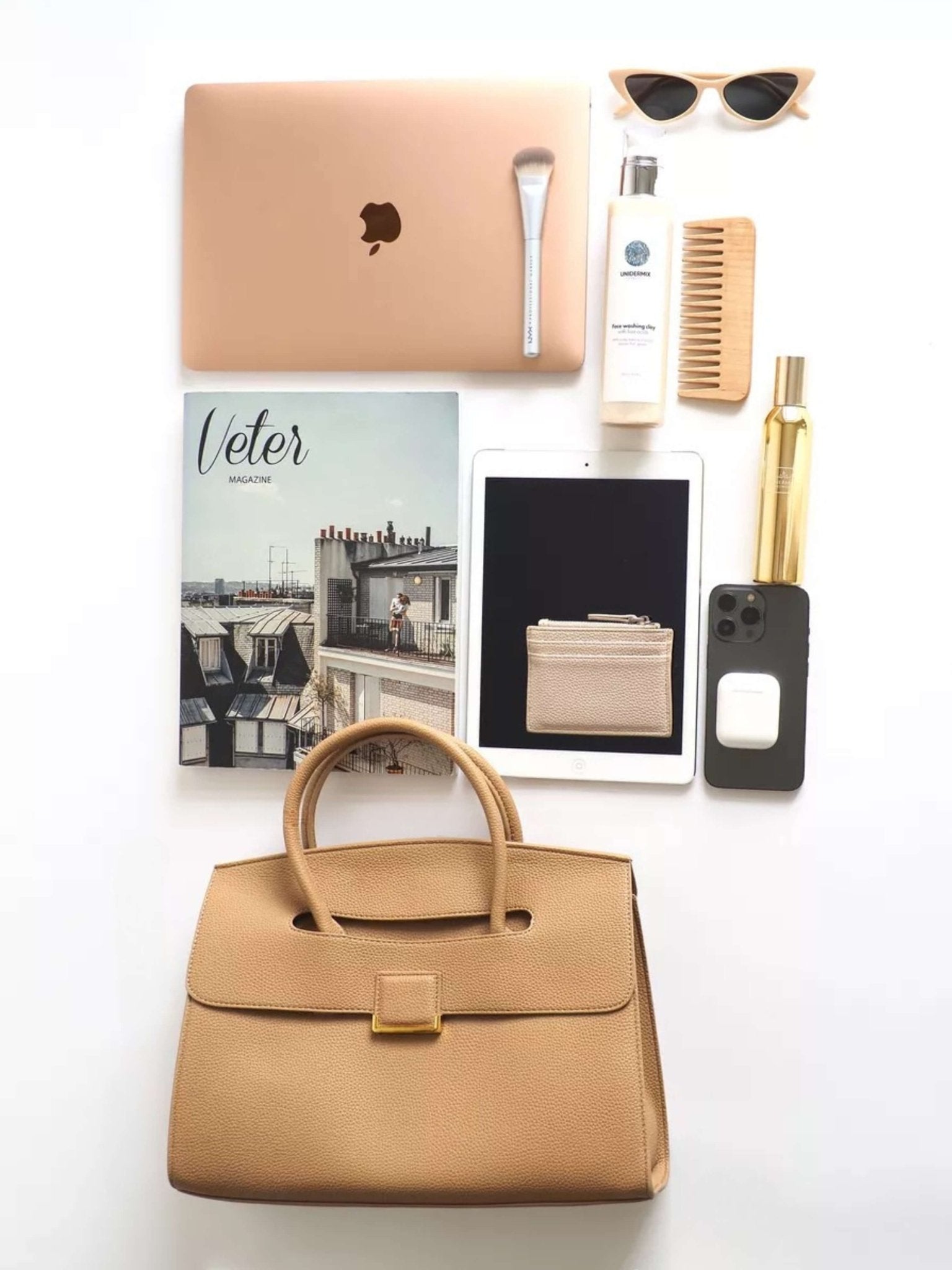 Structured Leather Satchel Bag for Women – Classic & Elegant - in Khaki | Arvea Bags