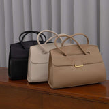 Structured Leather Satchel Bag for Women – Classic & Elegant - in Khaki | Arvea Bags