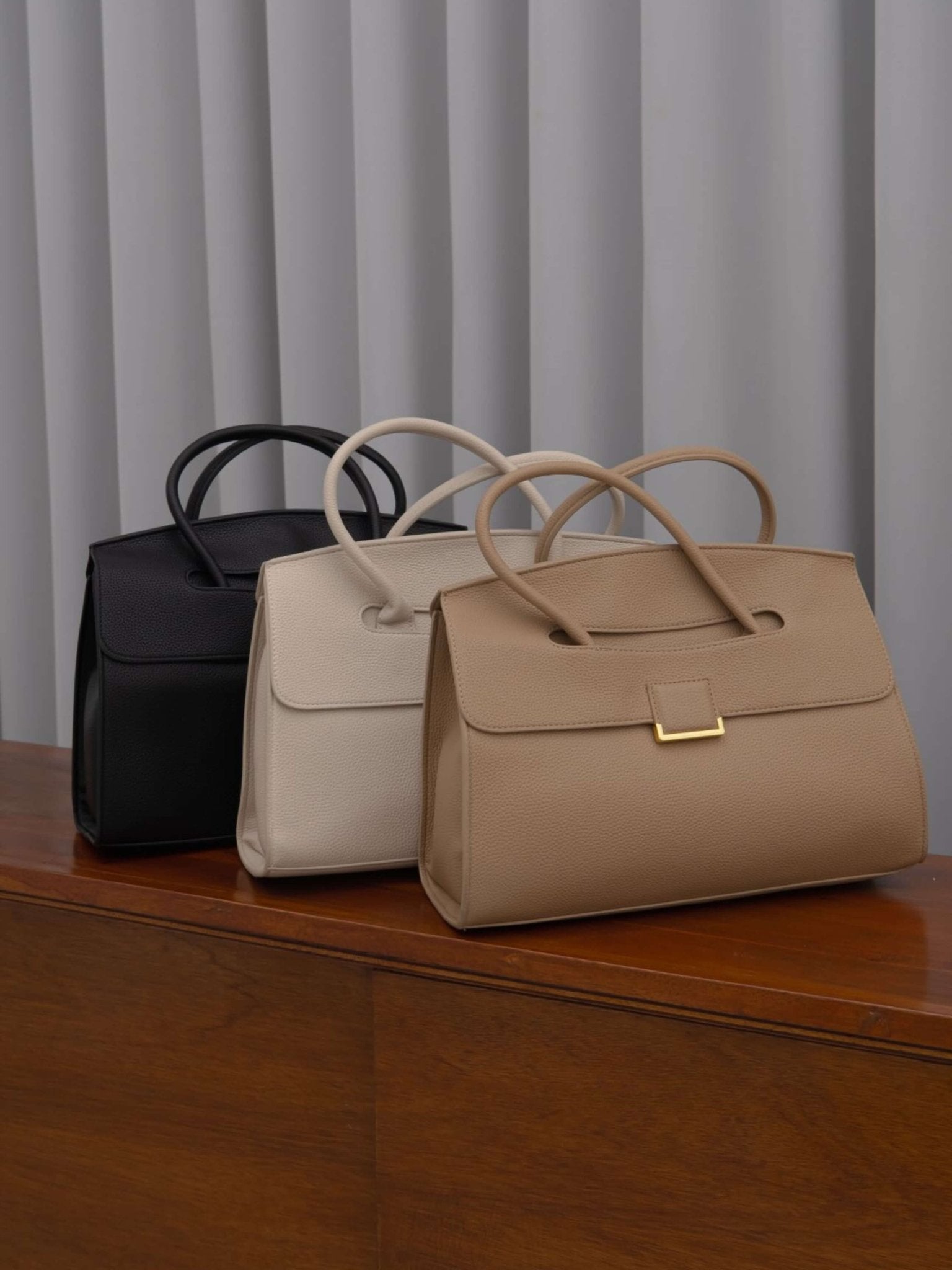 Structured Leather Satchel Bag for Women – Classic & Elegant - in Khaki | Arvea Bags