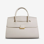 Structured Leather Satchel Bag for Women – Classic & Elegant - in Very Pale Gray | Arvea Bags
