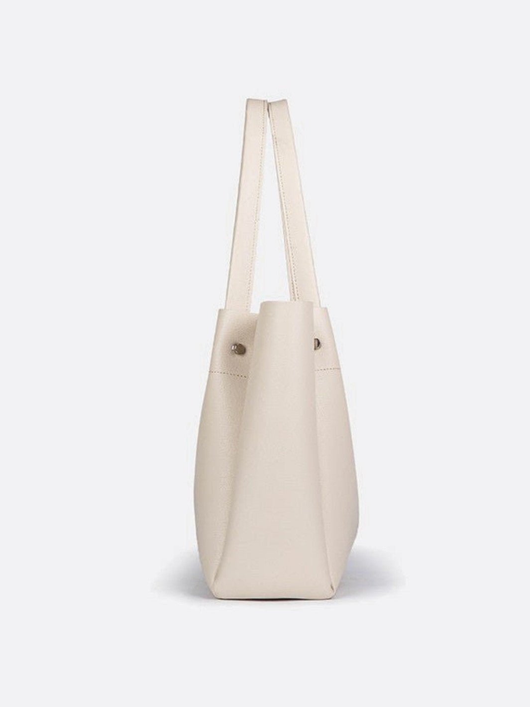 Structured Leather Tote Handbag with Soft Handles - in Off - White | Arvea Bags