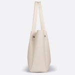 Structured Leather Tote Handbag with Soft Handles - in Off - White | Arvea Bags