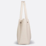 Structured Leather Tote Handbag with Soft Handles - in Off - White | Arvea Bags