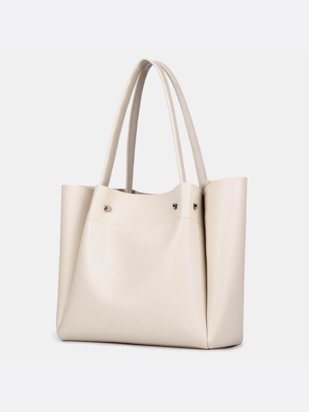 Structured Leather Tote Handbag with Soft Handles - in Off - White | Arvea Bags