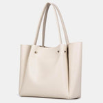 Structured Leather Tote Handbag with Soft Handles - in Off - White | Arvea Bags