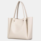 Structured Leather Tote Handbag with Soft Handles - in Off - White | Arvea Bags