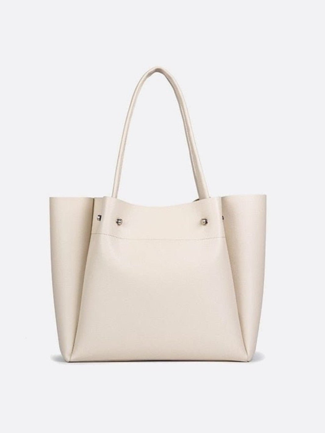 Structured Leather Tote Handbag with Soft Handles - in Off - White | Arvea Bags