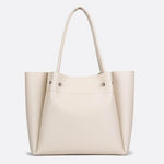 Structured Leather Tote Handbag with Soft Handles - in Off - White | Arvea Bags