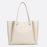 Structured Leather Tote Handbag with Soft Handles - in Off - White | Arvea Bags
