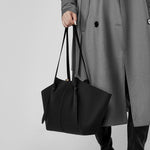 Structured Vegan Leather Tote – Sleek Everyday Shoulder Bag with Clean Lines - in Black | Arvea Bags