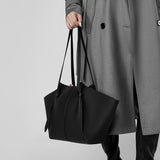 Structured Vegan Leather Tote – Sleek Everyday Shoulder Bag with Clean Lines - in Black | Arvea Bags
