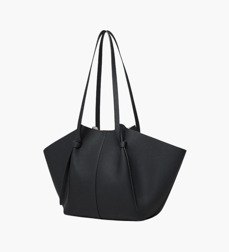Structured Vegan Leather Tote – Sleek Everyday Shoulder Bag with Clean Lines - in Black | Arvea Bags