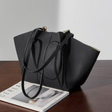 Structured Vegan Leather Tote – Sleek Everyday Shoulder Bag with Clean Lines - in Black | Arvea Bags
