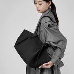 Structured Vegan Leather Tote – Sleek Everyday Shoulder Bag with Clean Lines - in Black | Arvea Bags