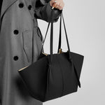Structured Vegan Leather Tote – Sleek Everyday Shoulder Bag with Clean Lines - in Black | Arvea Bags