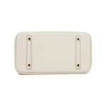 Structured White Leather Purse – Genuine Leather Tote with Gold Lock & Removable Strap - in White | Arvea Bags
