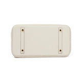 Structured White Leather Purse – Genuine Leather Tote with Gold Lock & Removable Strap - in White | Arvea Bags